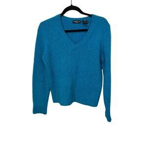 Express Women’s Teal Lambswool Knit Sweater Y2K Preppy Minimalist Pullover L